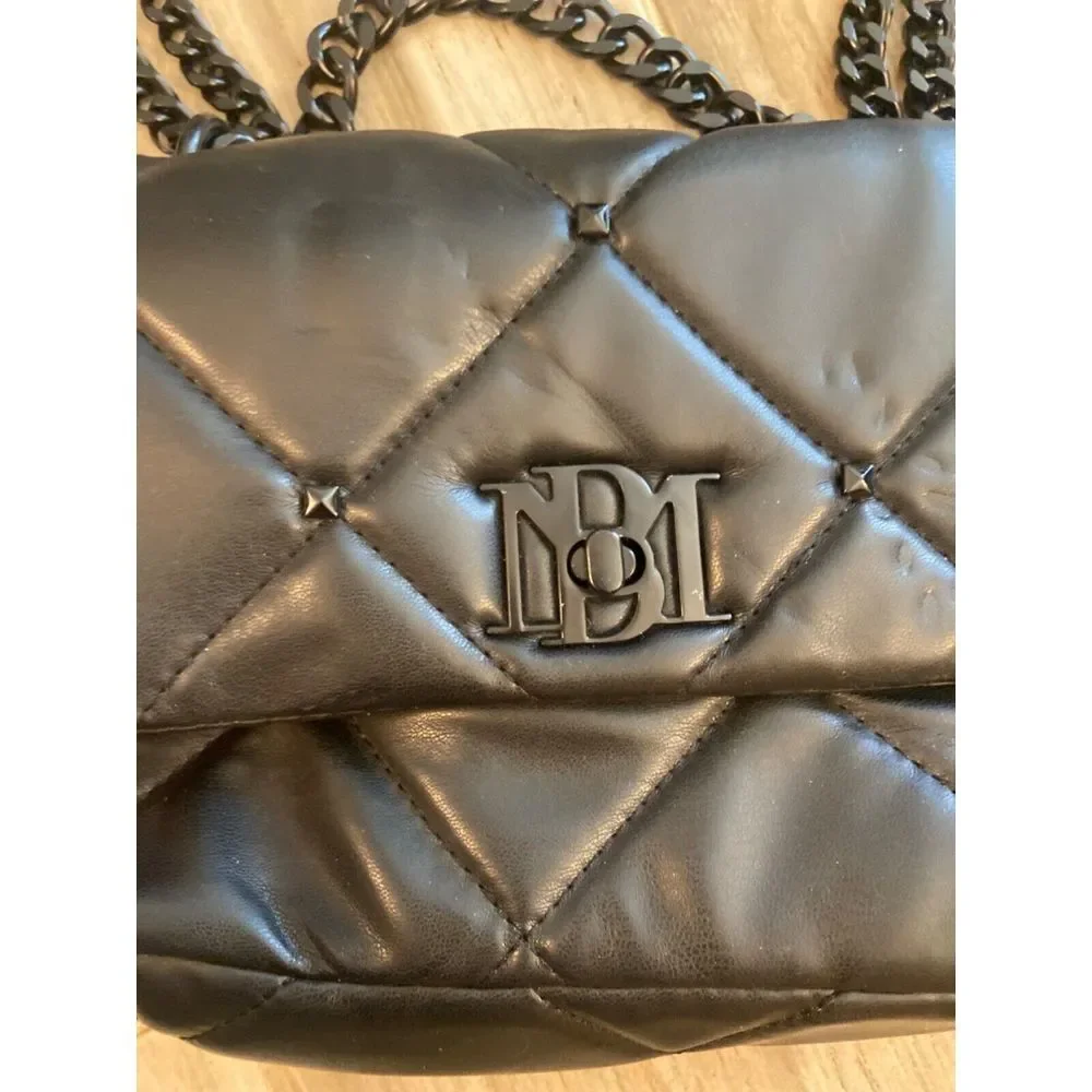 Badgley Mischka Women's‎ Small Quilted Studded Logo Beige Messenger Bag